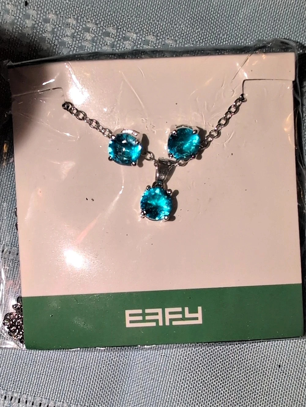 EFFY Aqua Blue Necklace and Earrings Set Blue Crystal Pendant Necklace NWT